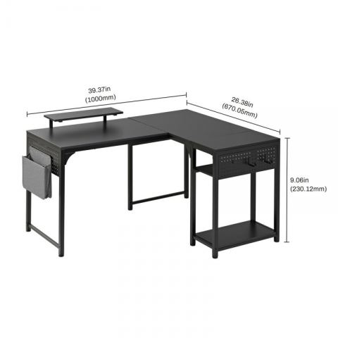 Стол письменный (для компьютера) угловой EUREKA ZX-L150B-B-RU с шириной 150 см, Black