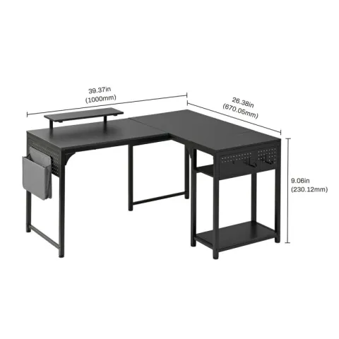 Стол письменный (для компьютера) угловой EUREKA ZX-L150B-B-RU с шириной 150 см, Black