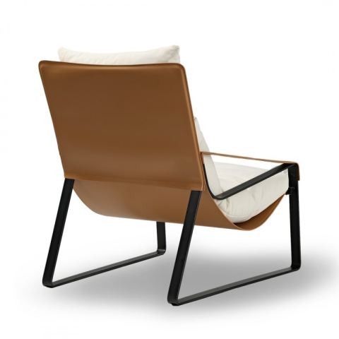 Кожаное кресло  ERK-LC03-DBW, коричневое, белое