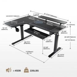 Стол для компьютера (для геймеров) угловой (левый) c электроприводом EUREKA ERK-L60L-B-PRO-V1-EU