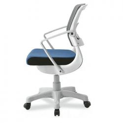 Кресло Robo С-250 SY-1209 W-GY-BL (каркас белый/спинка сетка серая/сидение ткань синяя)