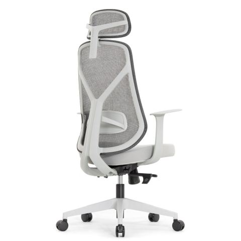 Эргономичное кресло оператора Kuraj (цвет: серый, подголовник, поясничный упор)