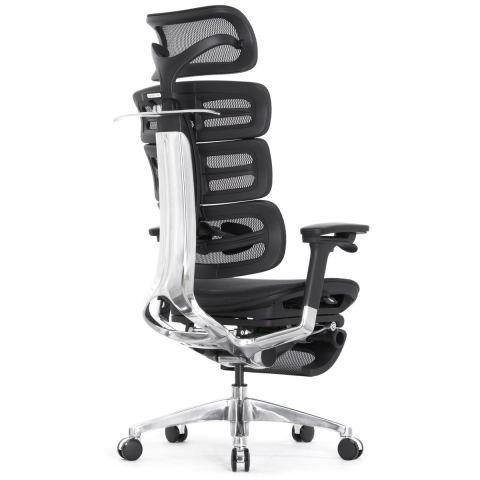 Компьютерное кресло Falto Evolution (чёрный каркас, сетка чёрная, подножка встроенная)