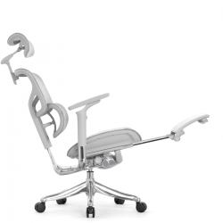Кресло с подножкой Falto Pro 2 (3D поясничный упор, подголовник 4D,сетка, каркас серый, белый)