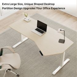 Стол компьютерный с электроприводом уникальной формы 178х74 Eureka ERK-EDI-HTG-MW (Heptagon), клён