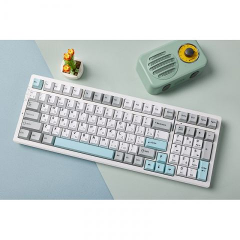 Беспроводная механическая клавиатура MCHOSE G98 Pro, серый и голубой, Flame Orange Switch