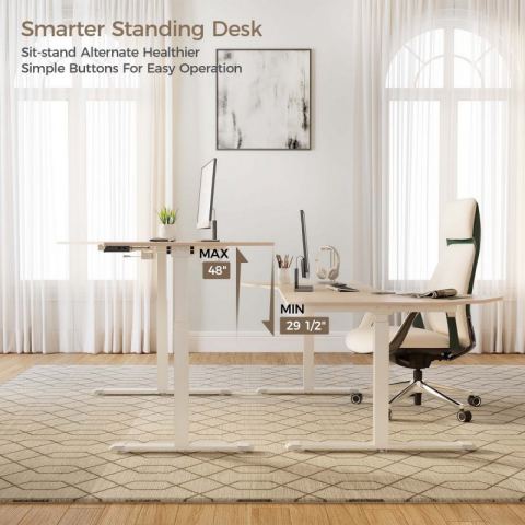 Стол компьютерный с электроприводом 178х117 Eureka ERK-EDI-FS-MW (Fan shaped), клён