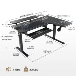 Стол для компьютера (для геймеров) угловой (правый) c электроприводом EUREKA ERK-L60R-B-PRO-V1-EU