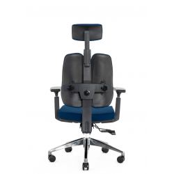 Кресло офисное ортопедическое Falto Orto Alpha AM-02A (черный каркас/обивка ткань d.blue LM-07)