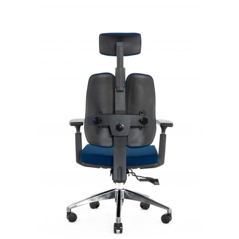 Кресло офисное ортопедическое Falto Orto Alpha AM-02A (черный каркас/обивка ткань d.blue LM-07)