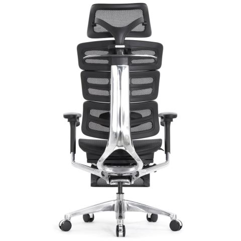 Компьютерное кресло Falto Evolution (чёрный каркас, сетка чёрная, подножка встроенная)