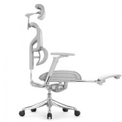 Кресло с подножкой Falto Pro 2 (3D поясничный упор, подголовник 4D,сетка, каркас серый, белый)