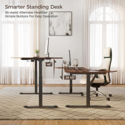 Стол компьютерный с электроприводом 178х117 Eureka ERK-EDI-FS-WN (Fan shaped), орех