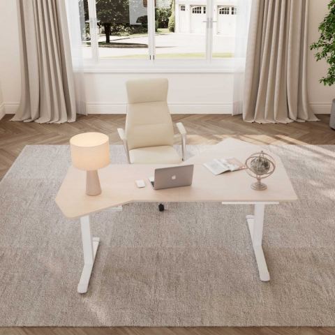 Стол компьютерный с электроприводом 178х117 Eureka ERK-EDI-FS-MW (Fan shaped), клён