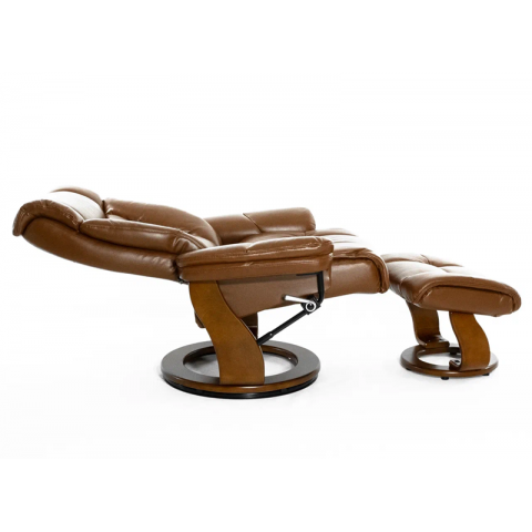 Кресло реклайнер FALTO Zuel (оттоманка, натуральная кожа, коричневый)