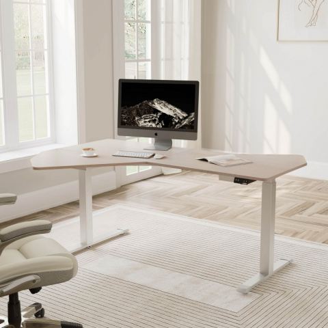 Стол компьютерный с электроприводом 178х117 Eureka ERK-EDI-FS-MW (Fan shaped), клён