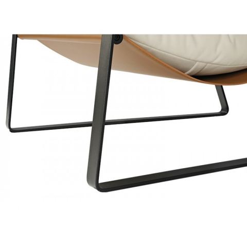 Кожаное кресло  ERK-LC03-DBW, коричневое, белое