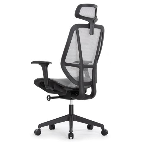 Кресло Falto Hop Eco HT-702A (чёрный каркас, обивка сетка серый, подголовник)