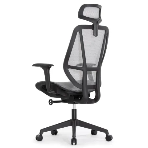 Кресло Falto Hop Eco HT-702A (чёрный каркас, обивка сетка серый, подголовник)
