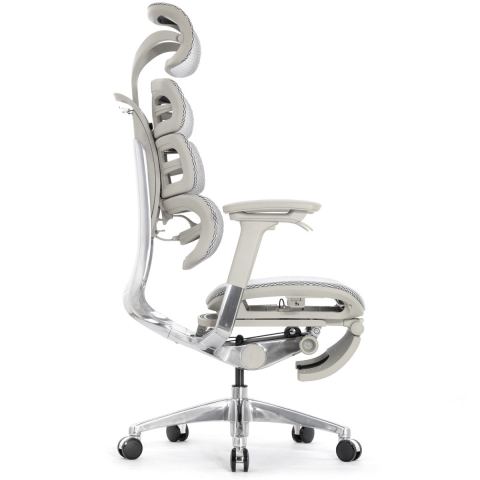 Компьютерное кресло Falto Evolution (серый каркас, сетка белая, подножка встроенная)