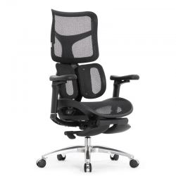 Кресло с подножкой SIHOO Doro S100 (разделенный поясничный упор, сетка, черный)