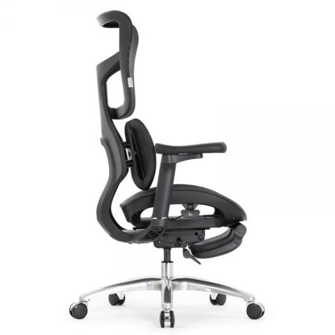Кресло с подножкой SIHOO Doro S100 (разделенный поясничный упор, сетка, черный)