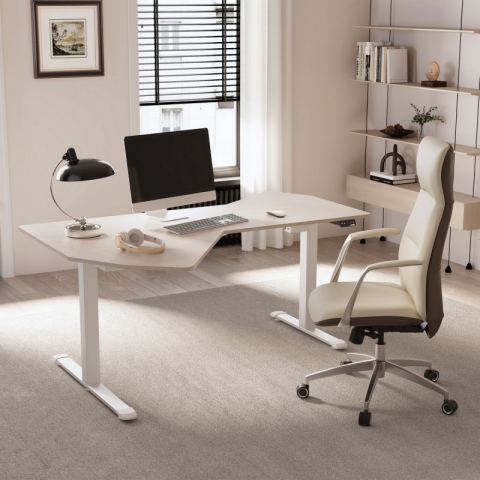 Стол компьютерный с электроприводом 178х117 Eureka ERK-EDI-FS-MW (Fan shaped), клён