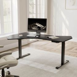 Стол компьютерный с электроприводом 178х117 Eureka ERK-EDI-FS-MSW (Fan shaped), чёрный