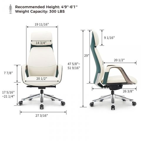 Эргономичное кресло руководителя Eureka OC07 SERENE (Nappa кожа), белое