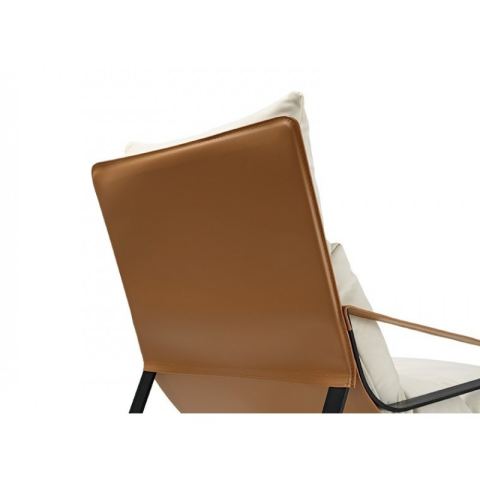 Кожаное кресло  ERK-LC03-DBW, коричневое, белое