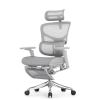 Кресло с подножкой Falto Pro 2 (3D поясничный упор, подголовник 4D,сетка, каркас серый, белый)