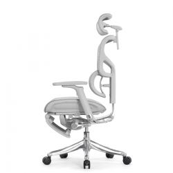 Кресло с подножкой Falto Pro 2 (3D поясничный упор, подголовник 4D,сетка, каркас серый, белый)