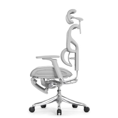 Кресло с подножкой Falto Pro 2 (3D поясничный упор, подголовник 4D,сетка, каркас серый, белый)