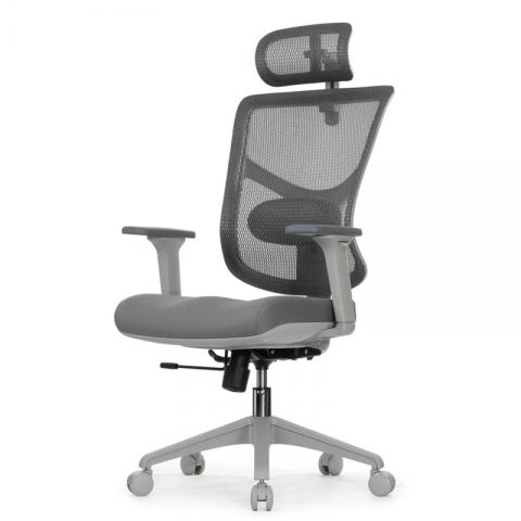 Кресло FALTO STAR OFFICE ERGO 3 (3D поясничный упор,3D подлокотник 5D подголов, сетка, ткань, серый)
