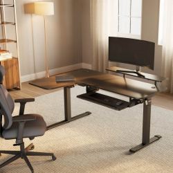 Стол для компьютера (для геймеров) угловой (левый) c электроприводом EUREKA ERK-L60L-B-PRO-V1-EU