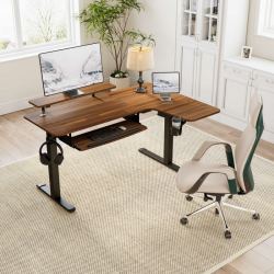 Стол для компьютера угловой (правый) c электрической регулировкой по высоте EUREKA ERK-L60R-WN