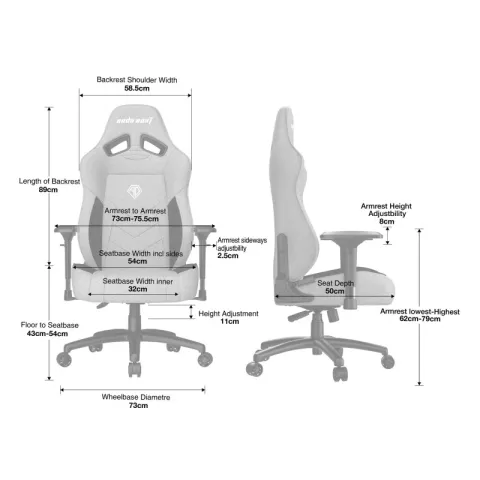 Игровое кресло Anda Seat T Compact, синий, ткань