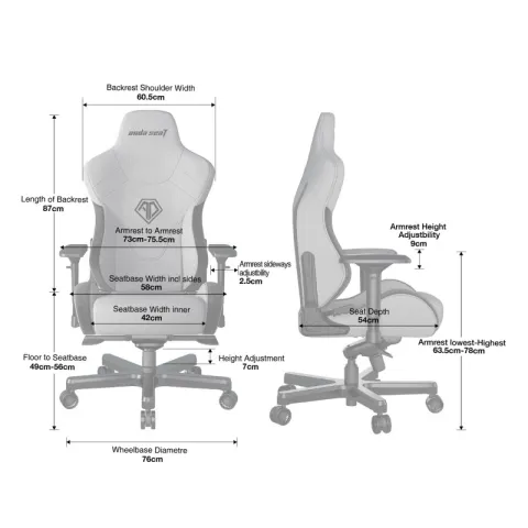 Игровое кресло Anda Seat T-Pro 2, серый, ткань