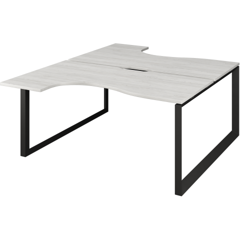 Бенч эргономичный на 2 рабочих места на металлокаркасе НТМП.О.Б2-040 Сосна винтер/Антрацит 1400x2036x750 Аргентум-МП