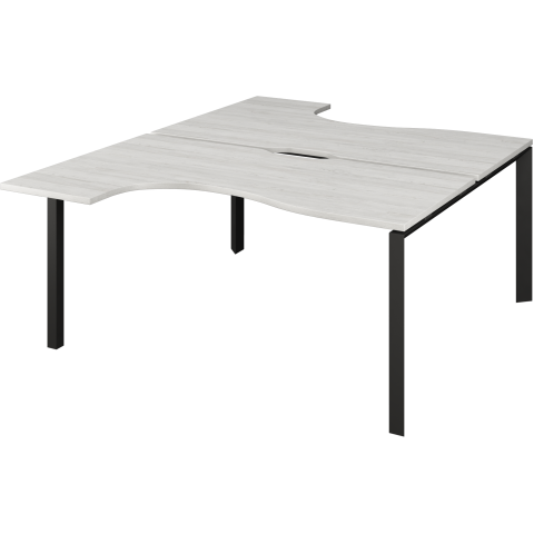 Бенч эргономичный на 2 рабочих места на металлокаркасе НТМП.П.Б2-040 Сосна винтер/Антрацит 1400x2036x750 Аргентум-МП