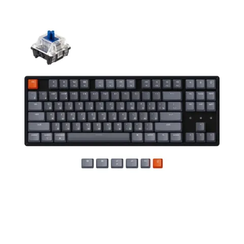 Беспроводная механическая клавиатура Keychron K8, TKL, алюминиевый корпус, RGB подсветка, Gateron Blue Switch