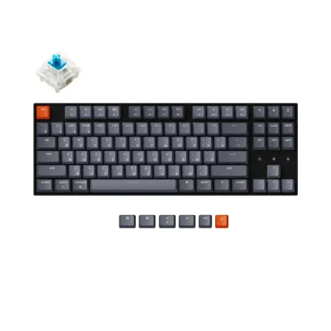 Беспроводная механическая клавиатура Keychron K8, TKL, алюминиевый корпус, White LED подсветка, Gateron Blue Switch