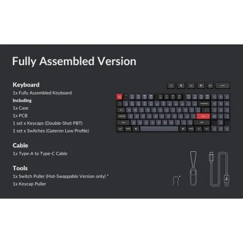 Беспроводная механическая клавиатура QMK Keychron K13 Pro, 90 клавиш, Hot-Swap, Gateron low profile Blue Switch