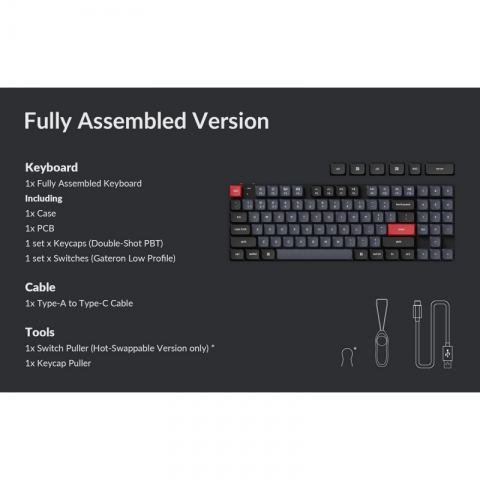 Беспроводная механическая клавиатура QMK Keychron K13 Pro, 90 клавиш, Hot-Swap, Gateron low profile Red Switch