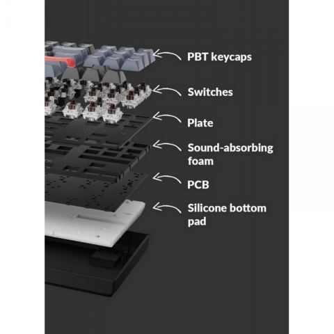 Беспроводная механическая клавиатура QMK Keychron K8 Pro, 87 клавиш, Hot-Swap, Gateron G pro Red Switch