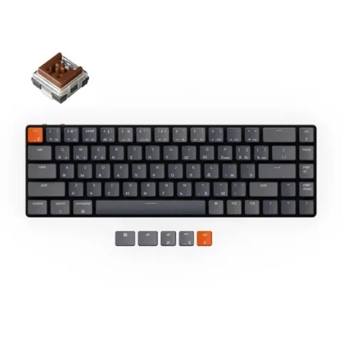 Беспроводная механическая ультратонкая клавиатура Keychron K7, 68 клавиш, White LED подсветка, Brown Switch