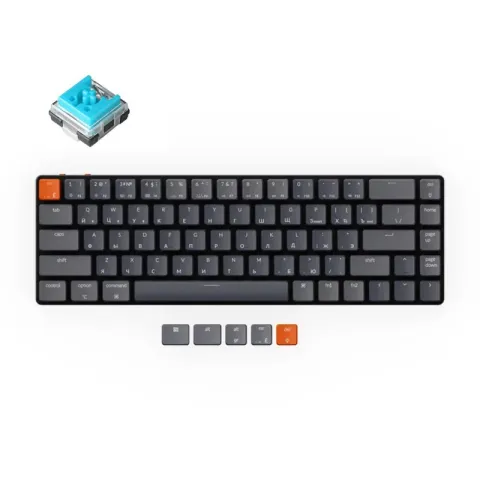 Беспроводная механическая ультратонкая клавиатура Keychron K7, 68 клавиши, RGB подсветка, Blue Switch