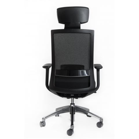 Кресло Falto A-1 AON-11-KAL-AL/BK-BK-L (каркас черный, спинка черная, сидение эко-кожа черная)