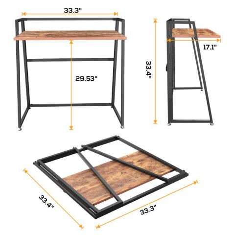 Складной письменный стол (для компьютера) EUREKA ERK-FD-03VP с шириной 84 см, Vintage Brown