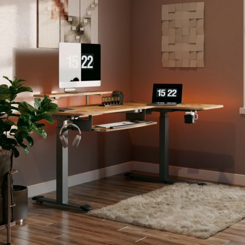 Стол для компьютера угловой (правый) c электрической регулировкой по высоте EUREKA ERK-L60R-RB